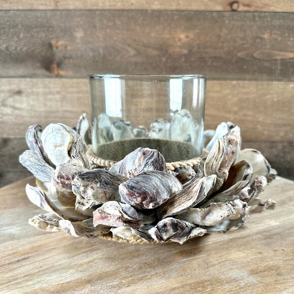 Large Philippines Oyster Shell Seashell Pillar Candle Holder Centerpiece Display - Picture 5 of 12